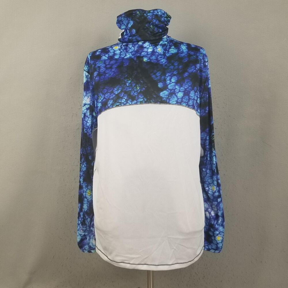 Reel Legends Shirt Mens XL Blue White‎ Long Sleeve Fishing Gaiter REEL-TEC